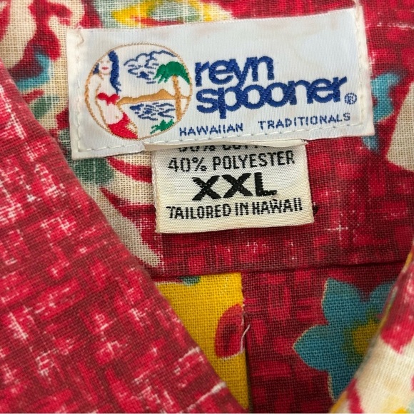Reyn Spooner Vintage Hawaiian Red Shirt Popover Flower Print Size XXL Tall - Picture 5 of 5